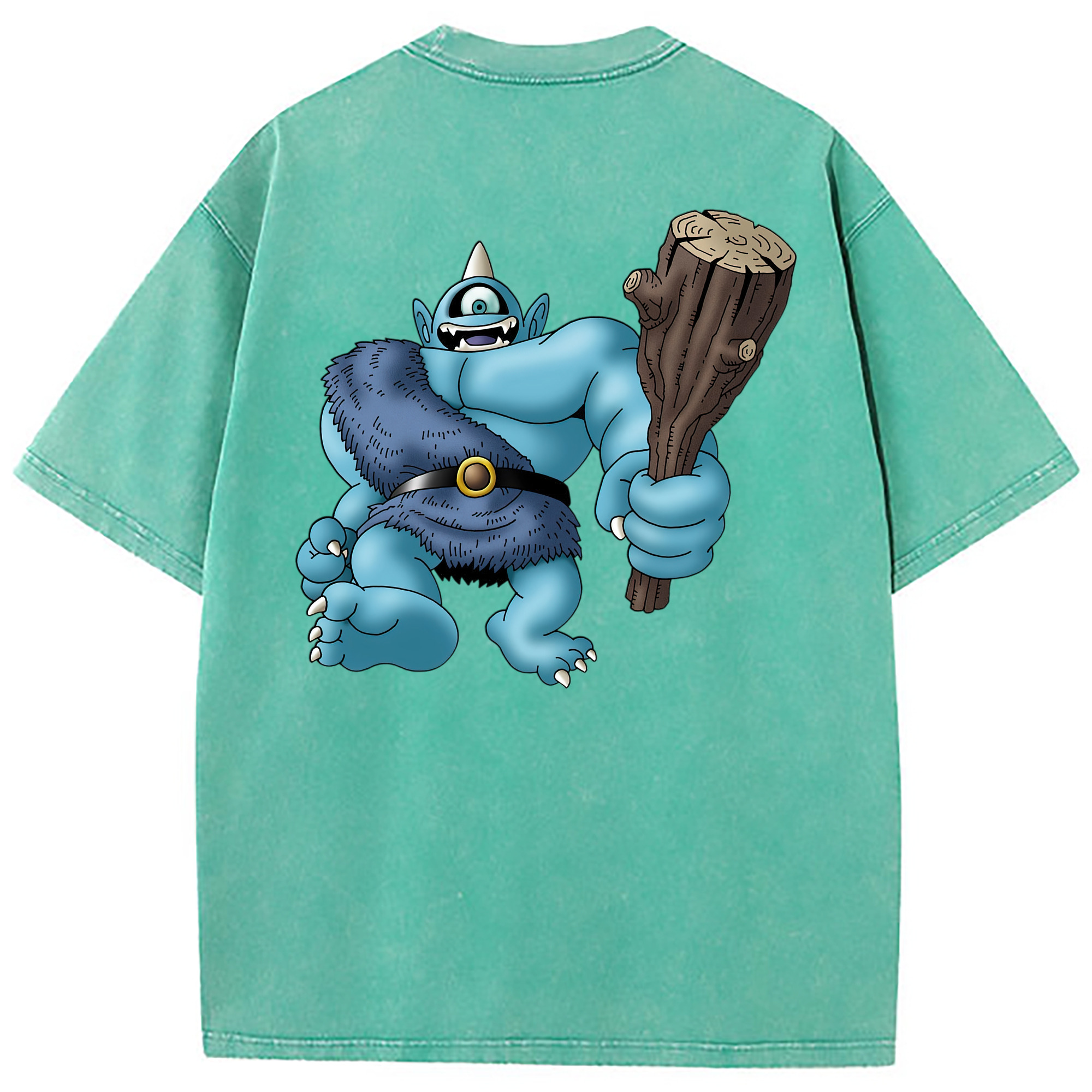（画像用） ドラゴンクエスト Doragon Kuesuto Dragon Quest 綿100% ヴィンテージ風 半袖Tシャツ（背面プリント）